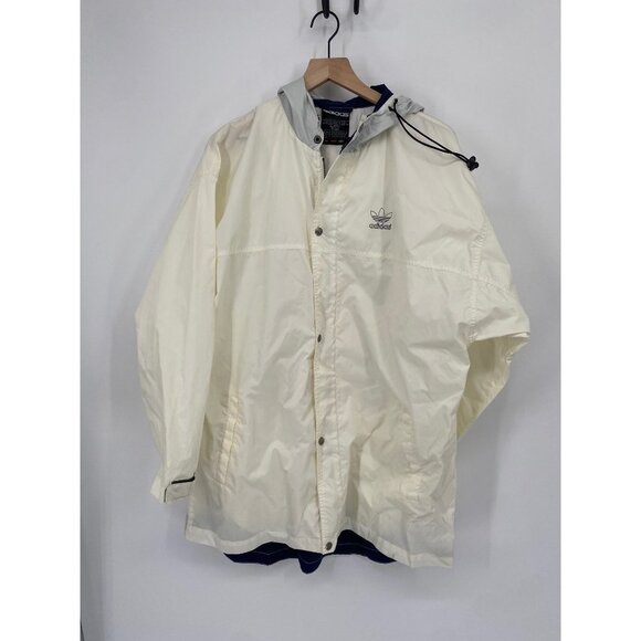 VTG Adidas MENS MEDIUM Windbreaker Jacket Trefoil Full Zip HOODIE OVERSIZED